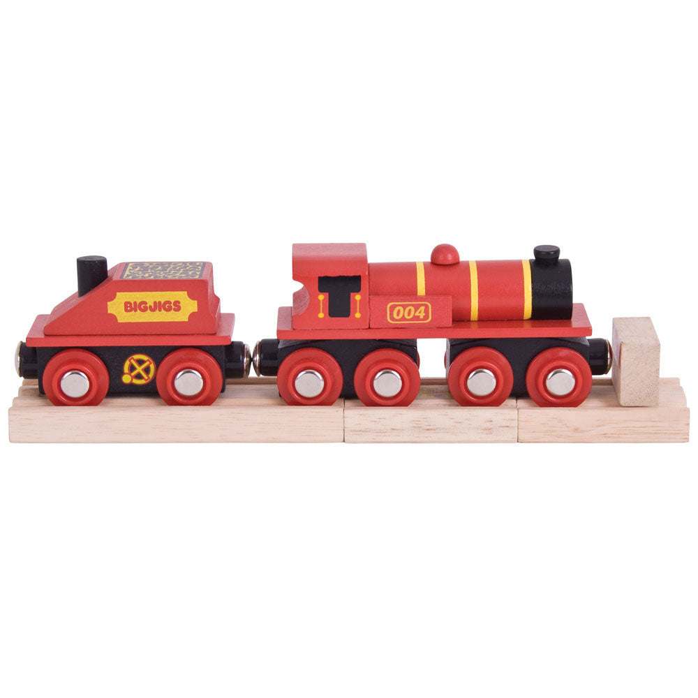 Wooden Big Red Engine with Carriage