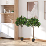 2 Pcs 90/120cm Artificial Bay Laurel Topiary Trees With Pot | Large | Green