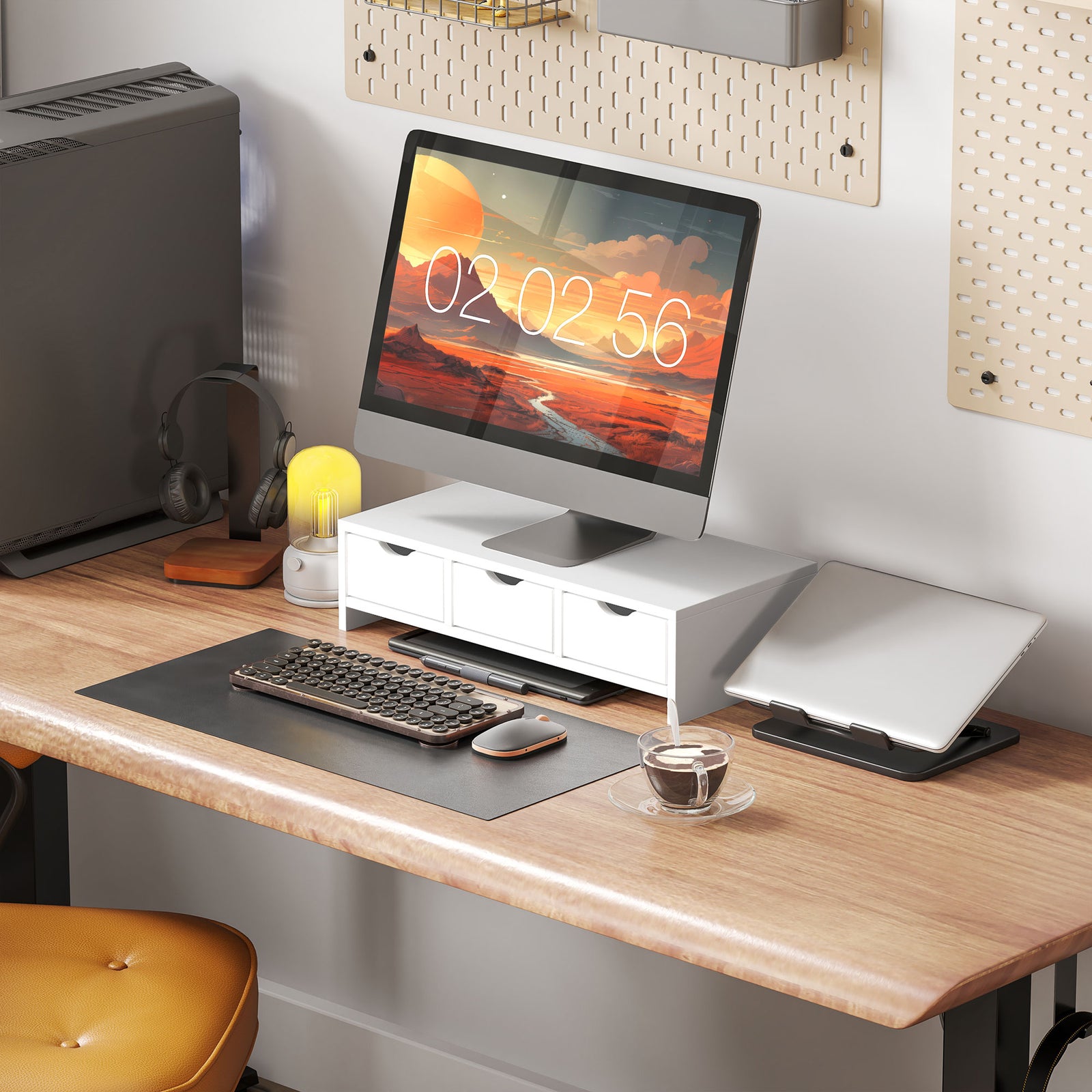 Monitor Stand Riser With 3 Drawers For Laptop, Computer
