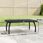 90 Cm Rattan Garden Coffee Table Wicker Outdoor Table Furniture | Black