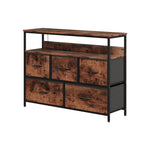 5-drawer Metal Frame Chest Of Drawers Storage Cabinet With Power Strip | Rustic Brown