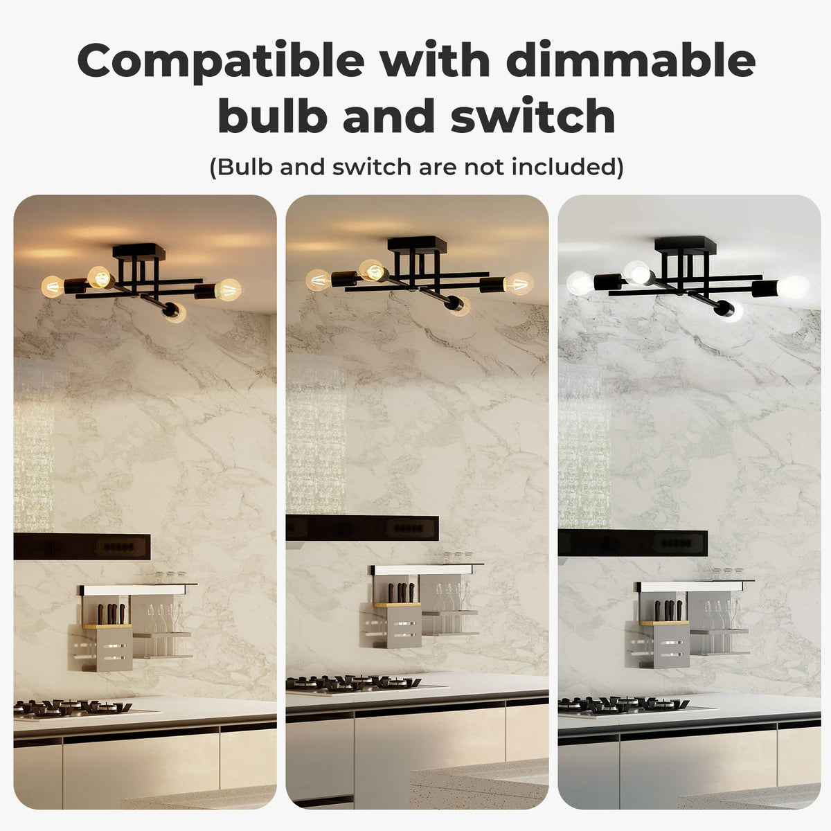 Emitto Semi Flush Mount Ceiling Light Fixture 4 Light E27 Socket