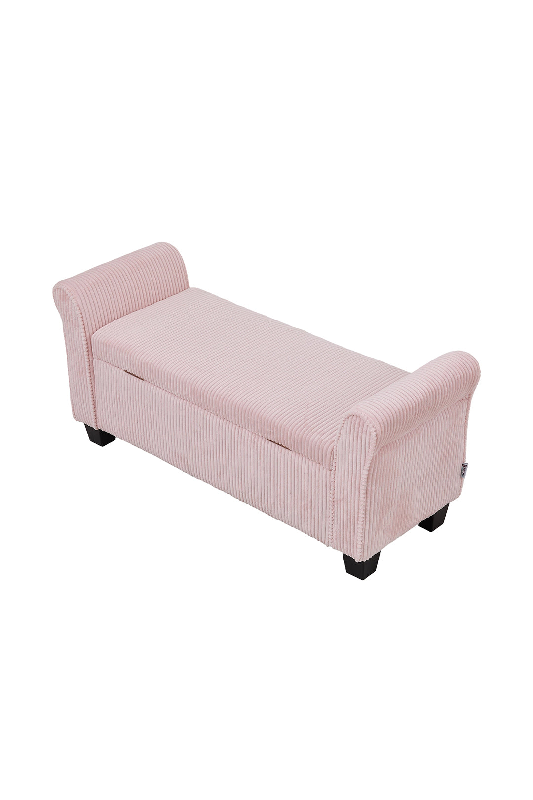 Corduroy Upholstered Storage Bench With Armrests | Pink