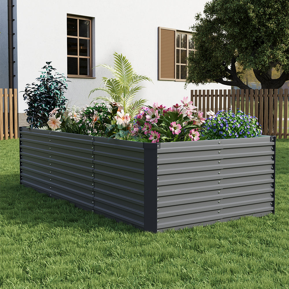 Rectangular Raised Garden Bed – Durable Steel Planter With Safe Edges, 240cm W X 120cm D X 60cm H, Spacious Vegetable Growing Area