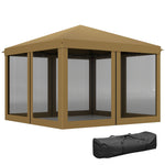 Heavy Duty Pop Up Gazebo With Removable Mesh Sidewall | Khaki