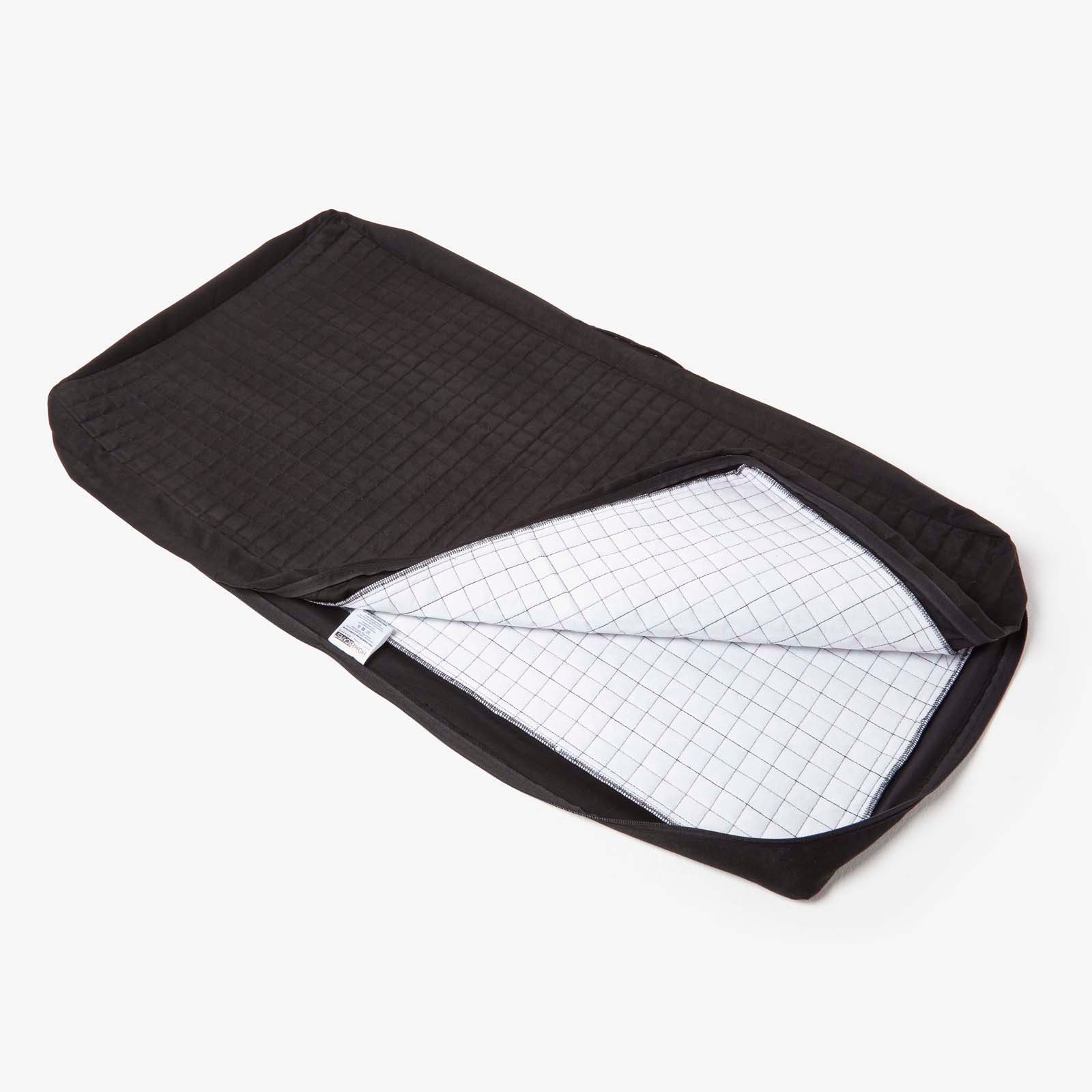 Quilted Polyester 2 Seater Orthopaedic Booster Cushion Cover | 50cm x 100cm | Black