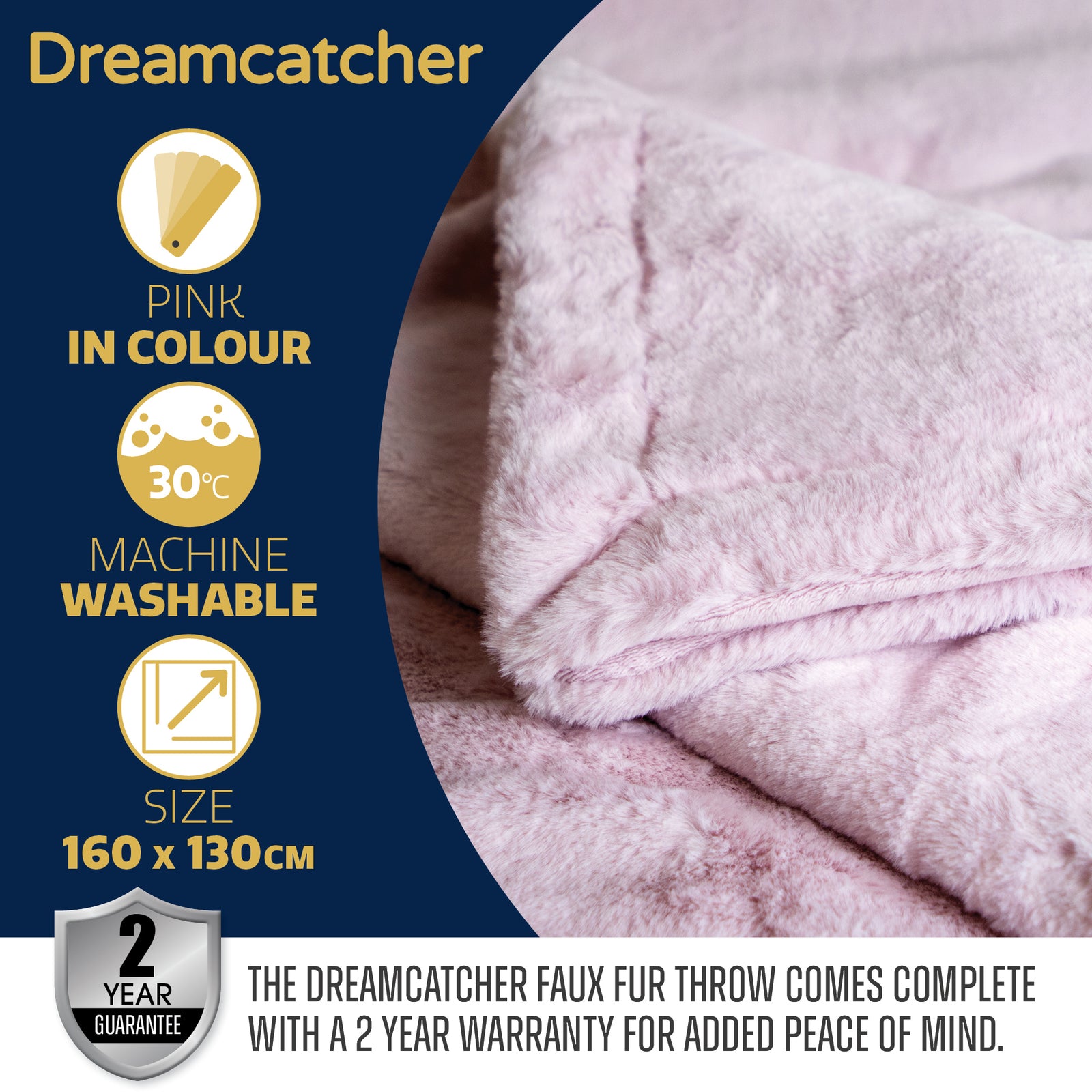 Blanket Throw Soft Faux Fur 160 X 130cm Fleece Overblanket Fluffy Blanket  For Sofa & Beds | L | Pink
