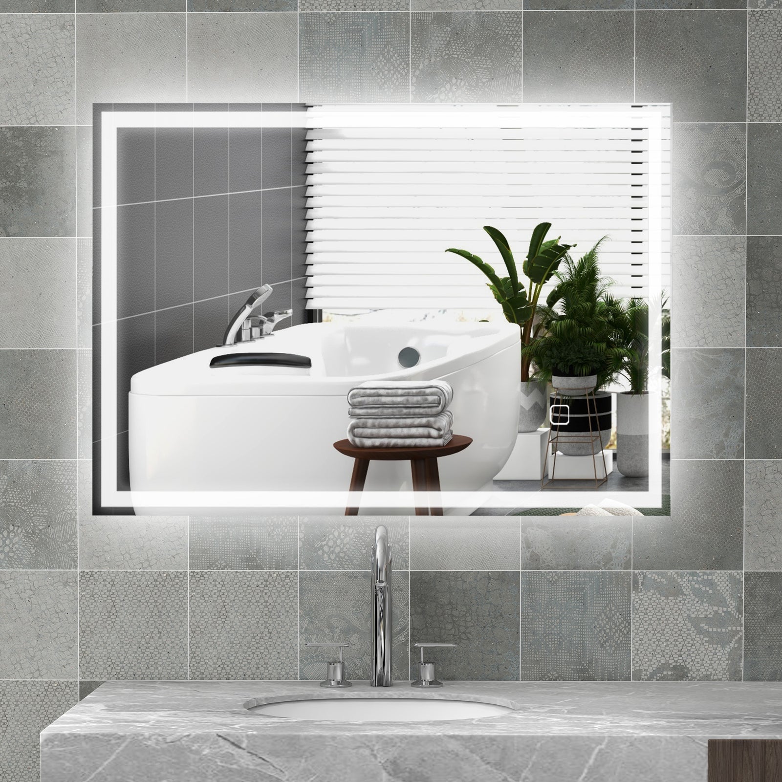 Illuminated Bathroom Mirror With Led Lights 3 Colours