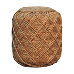 Artisan Furniture Solid Wood Jute Fiber Footstool Large Pattern