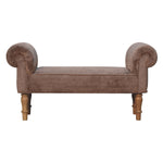 Solid Wood Mocha Faux Fur Bedroom Bench