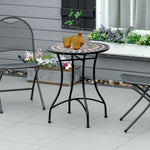 60cm Mosaic Round Bistro Table Outdoor Garden Side Table | Black