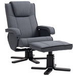 Swivel Recliner Chair With Footstool Linen