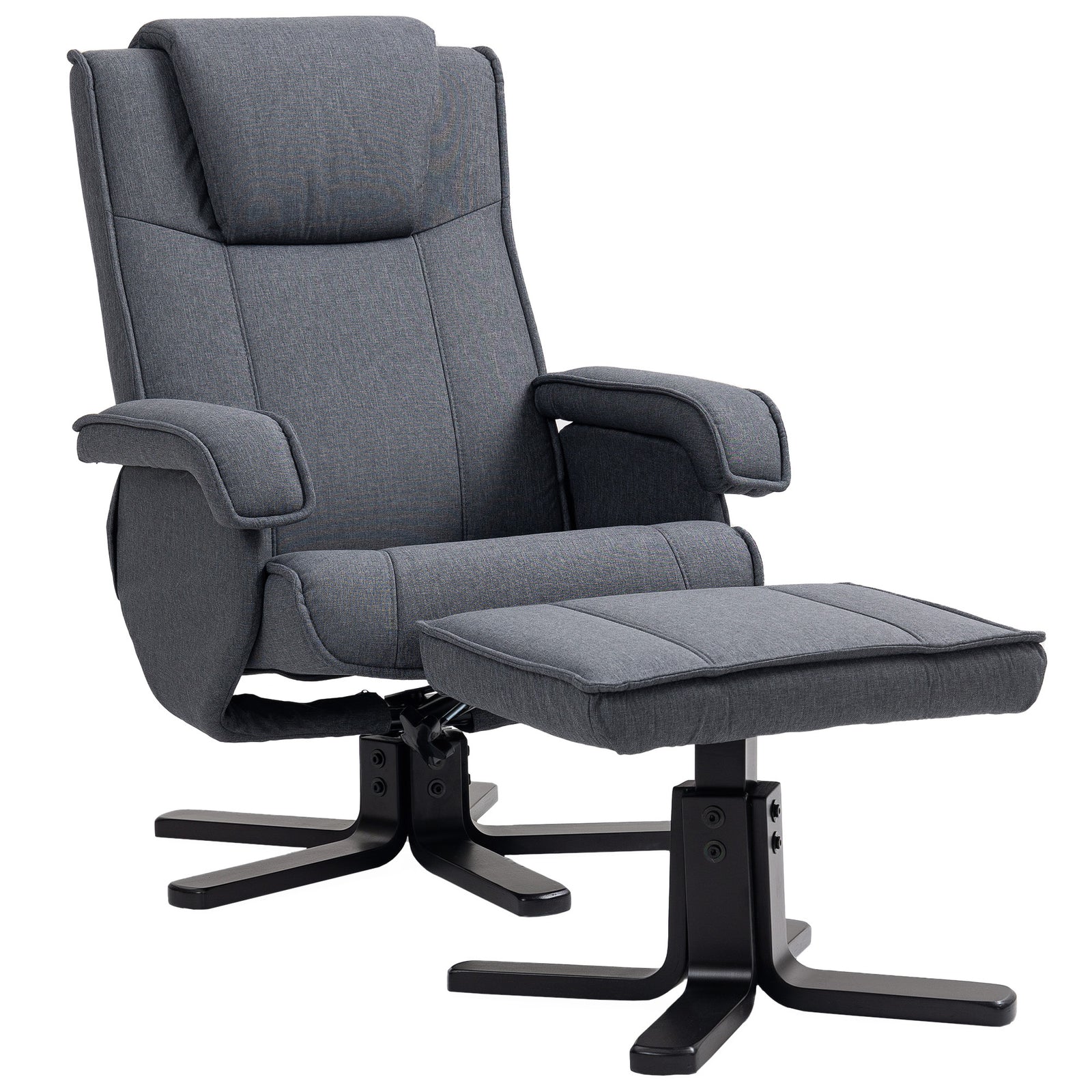 Swivel Recliner Chair With Footstool Linen