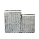 Grey Wash Square Laundry Basket With White Lining