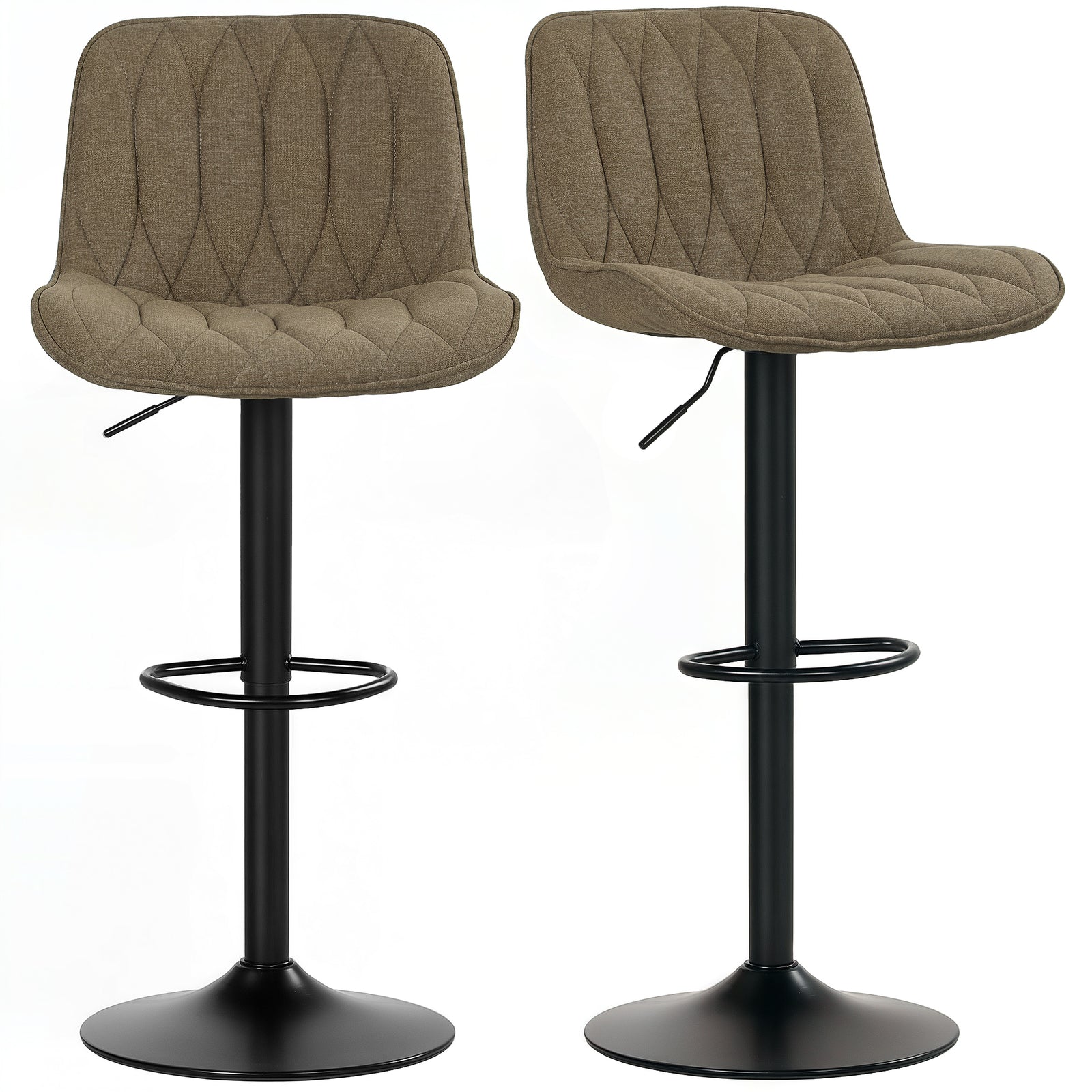 Bar Stools Set Of 2, Modern Armless Bar Chairs | Brown
