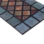 Elegant Tile Effect Narrow Step Doormat - Blue Edge | Set of 1 | Blue