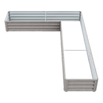 L-shaped Galvanized Steel Raised Garden Bed Raised Planter Box | Grey