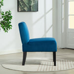 Valina Velvet Fabric Armless Accent Chair | Blue