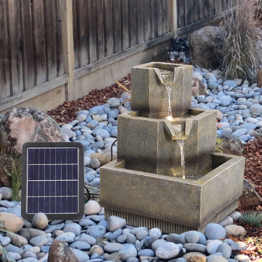Multi-tier Modern Garden Fountain With Led Lights