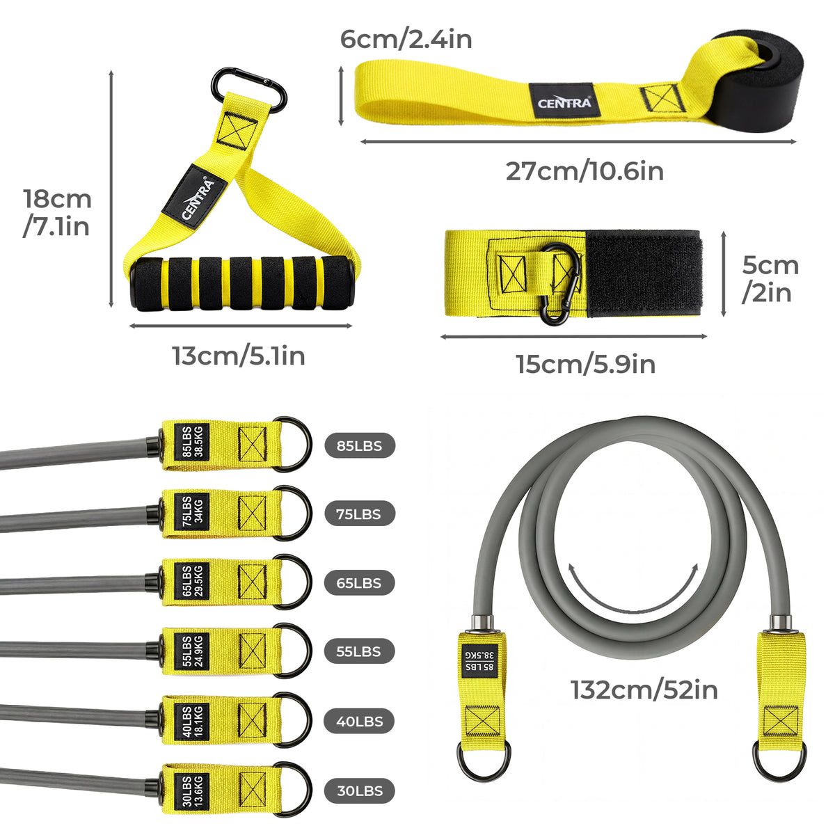 Centra Resistance Bands 12pc Heavy Exercise Bands Strength Training Home Gym