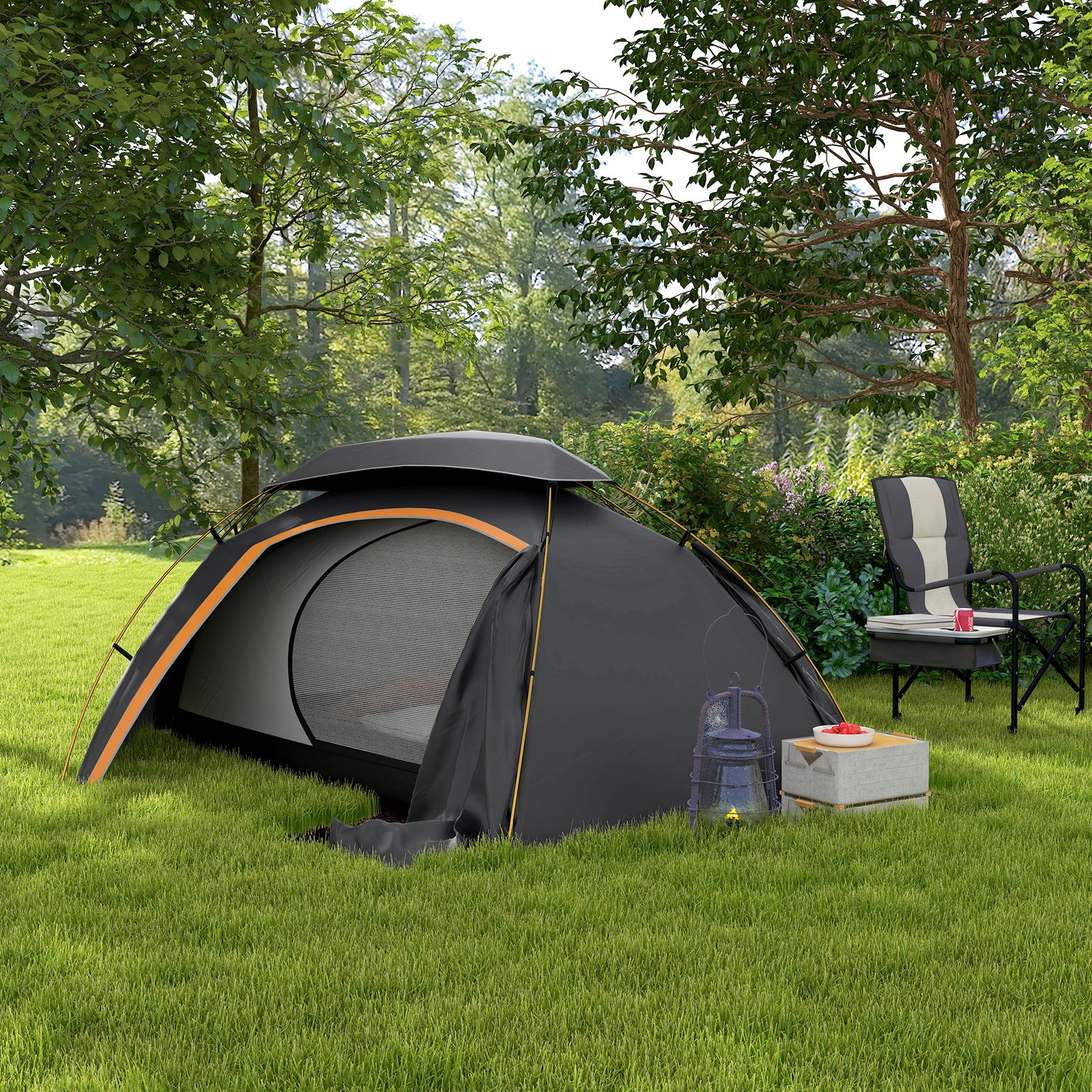 Camping Tent Dome Tent With Removable Rainfly For 1-2 Man | Dark Gray