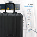 55x40x20cm Lightweight Luggage Overhead Cabin Hard Shell Cabin Suitcase 60+ Airlines Approved - Carry On Case - 4 Wheels | Cabin | Black