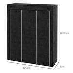Fabric Portable Wardrobe With 8 Shelves 2 Hanging Rails | Black