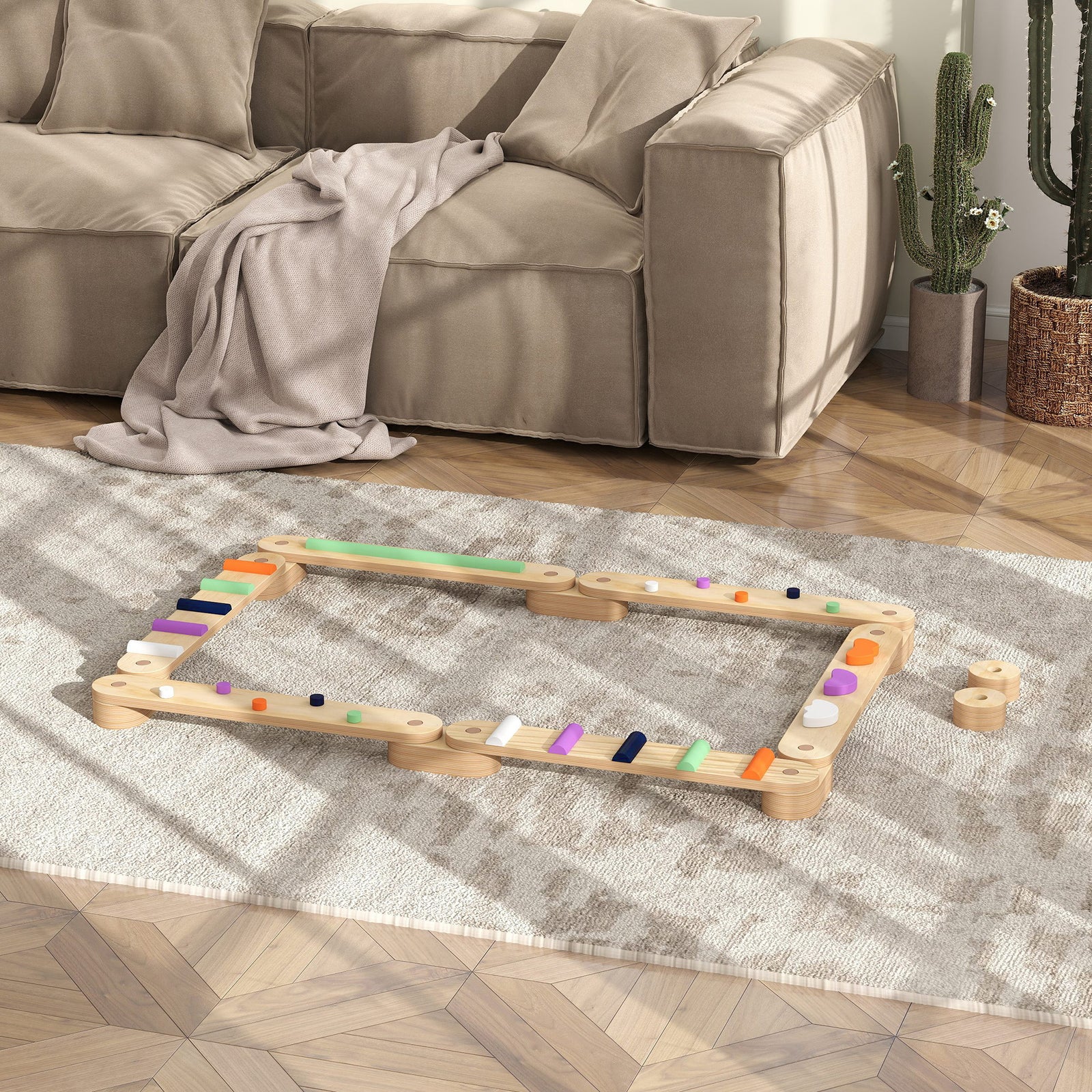 Aiyaplay Wooden Balance Beam For Kids 3-8 Years Indoor Outdoor Use