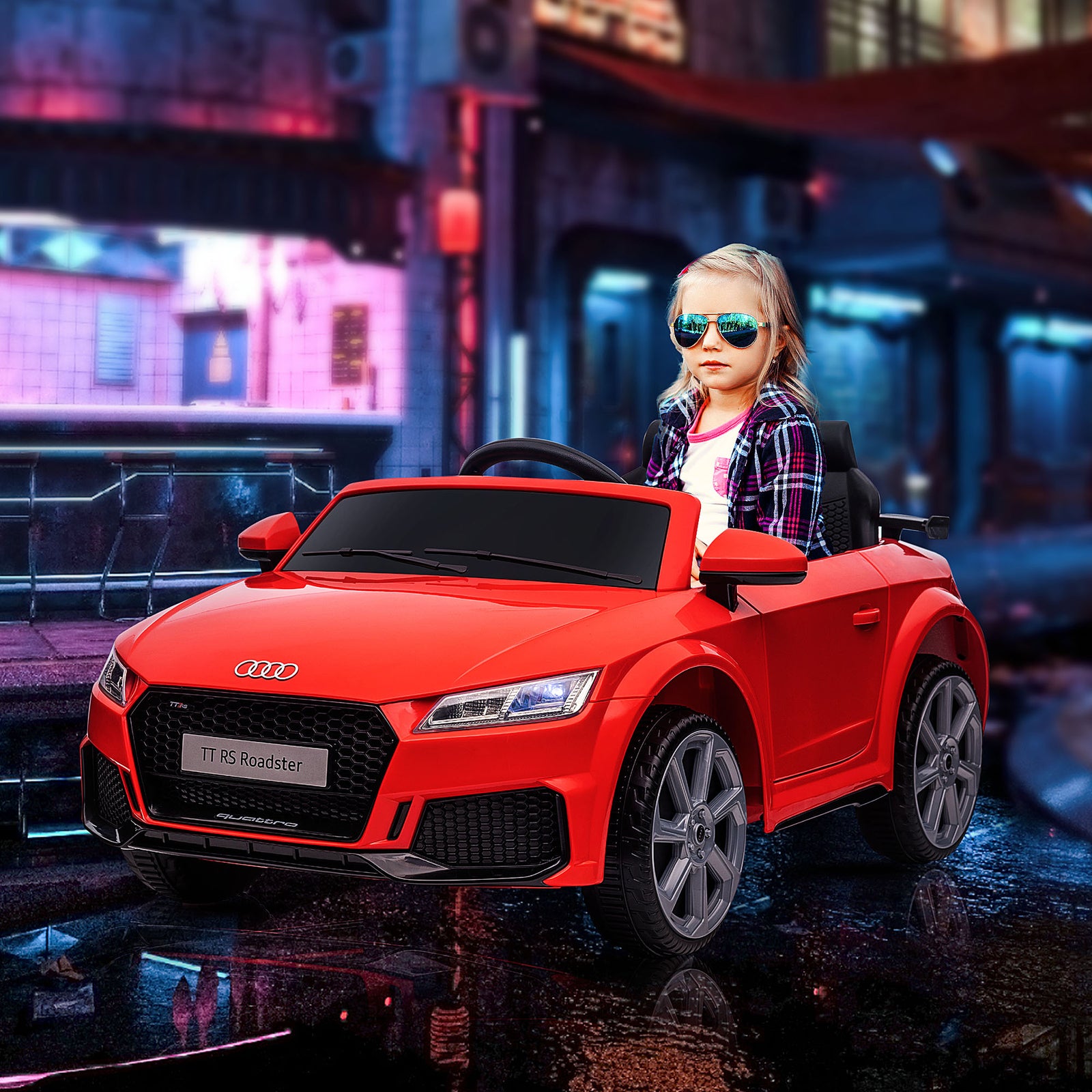 12v Battery Licensed Audi Tt Rs Ride-on Car W/ Remote, Headlight | Red