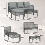 3 Piece Rattan Garden Furniture Set With Cushions | Dark Grey