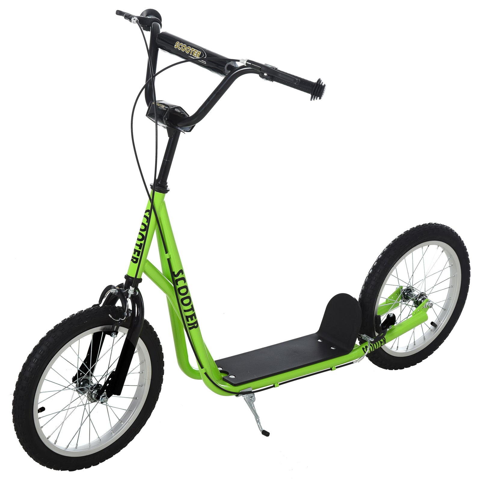 90-96cm Kids Kick Scooter W/ Adjustable Handlebar Inflatable Wheels | Green