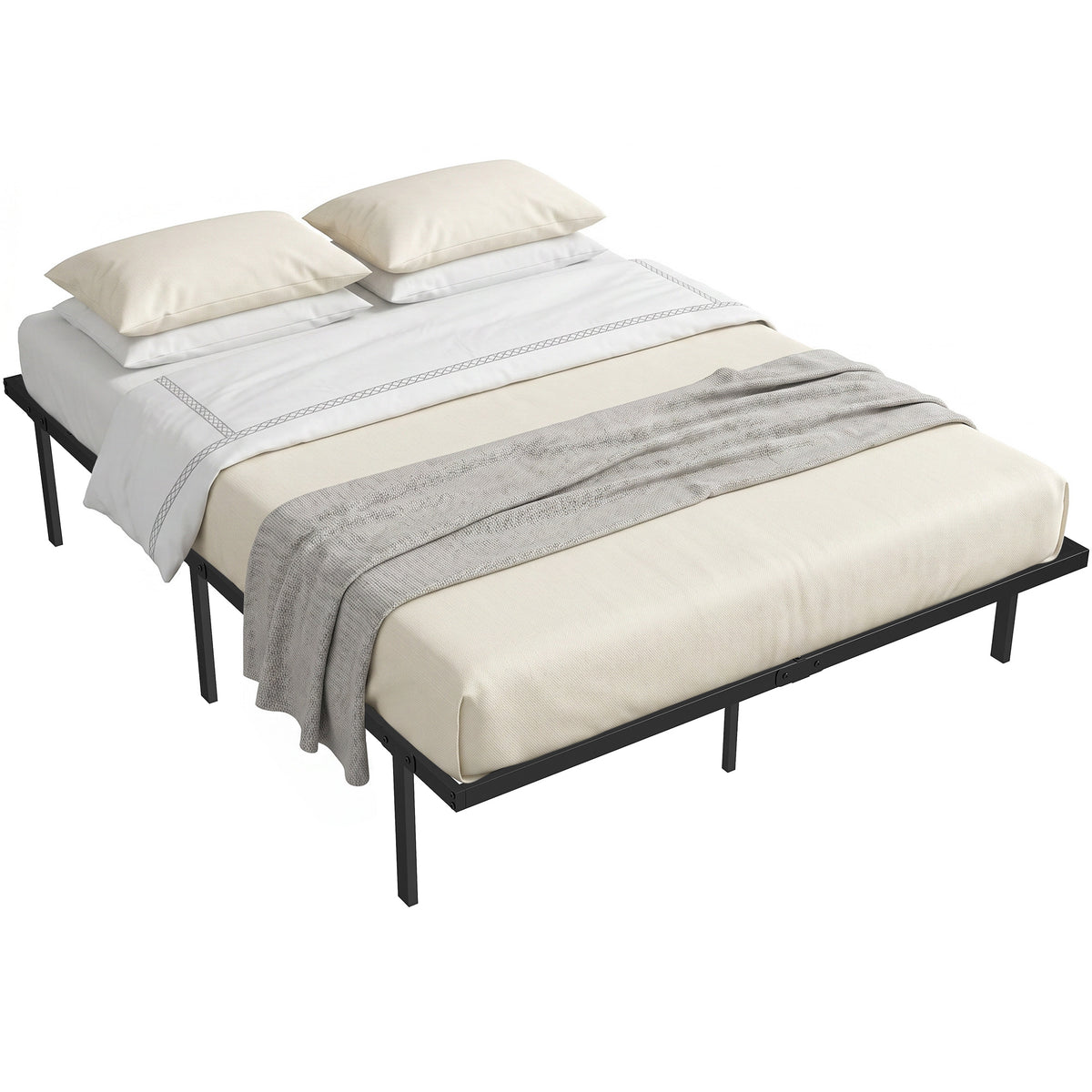 Bed Frame With Underbed Storage, No Box Spring Needed | King | Black