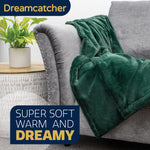 Blanket Throw Soft Faux Fur 160 X 130cm Fleece Overblanket Fluffy Blanket  For Sofa & Beds | L | Green