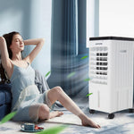 8L Portable Evaporative Air Cooler with Remote Control, 3-Speed Air Cooling Fan, Oscillation, Timer, Ice Packs & Wheels