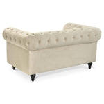 Chesterfield Scroll Arm Velvet Sofa 2 Seater | Beige