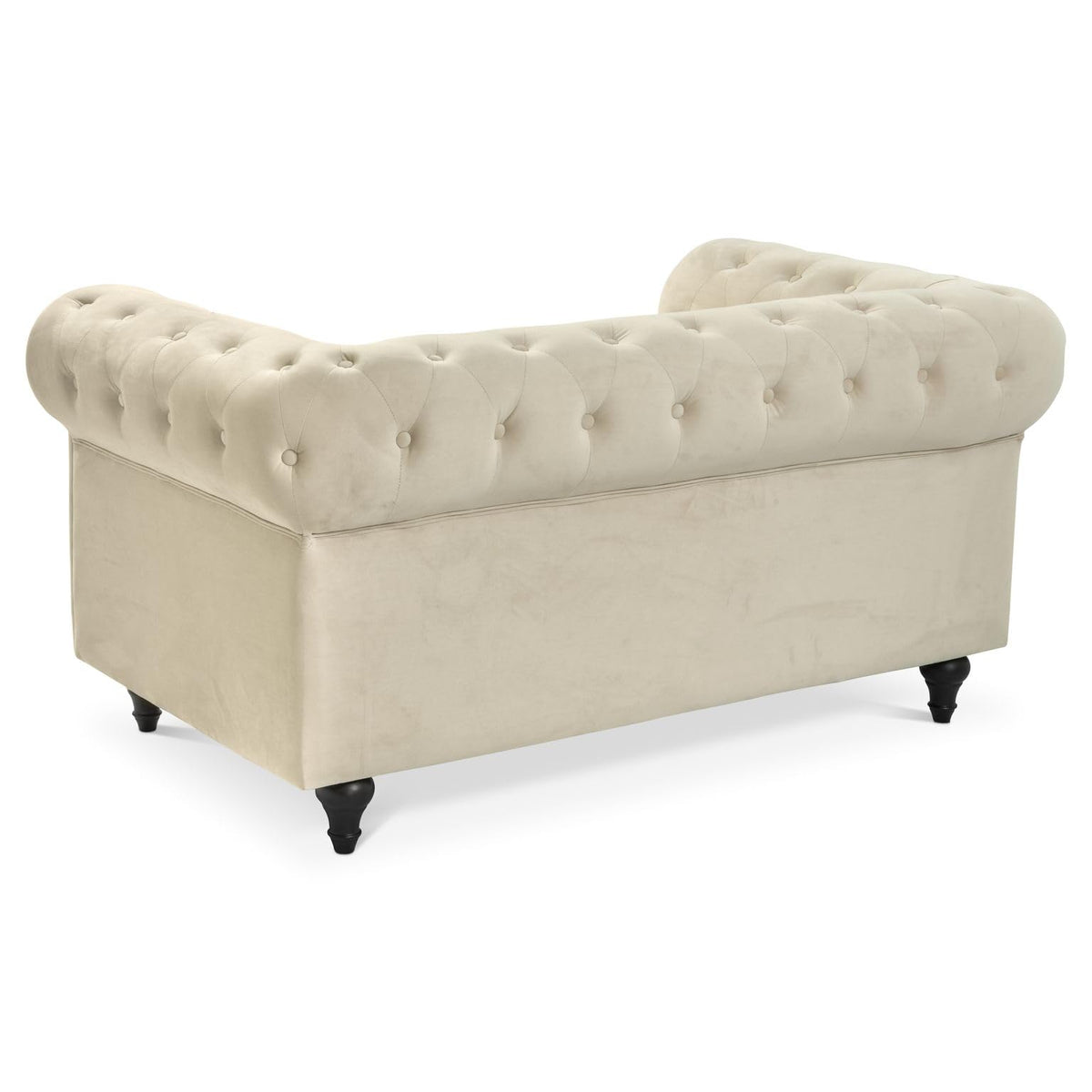 Chesterfield Scroll Arm Velvet Sofa 2 Seater | Beige