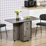 Folding Dining Table, Drop Leaf Table With Storage Drawers