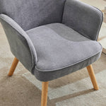 Upholstered Armchair With Solid Wood Legs, Soft Cushioned Seat | Grey