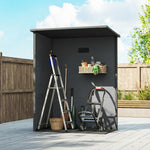 5' X 3' Garden Shed W/ Floor, Lockable Door, Window And Vent | Dark Grey