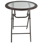 Folding Round Rattan Table W/ Tempered Glass Top