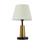 Breeins Modern Nordic Table Lamp With Pleated Fabric Shade, Black & Gold Metal Base