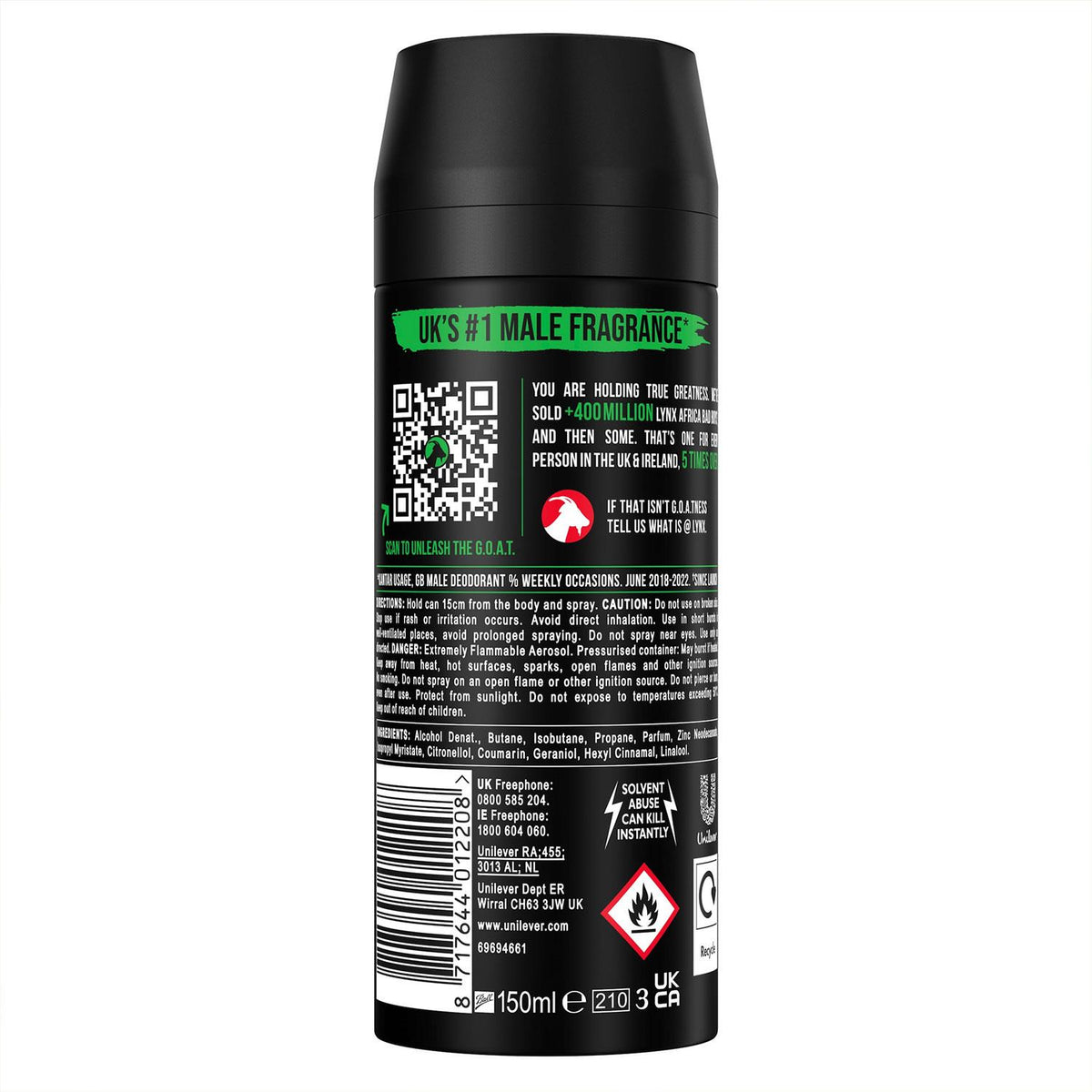 Africa Body Spray Deodorant 48hrs High Definition Fragrance 150ml | Set of 18