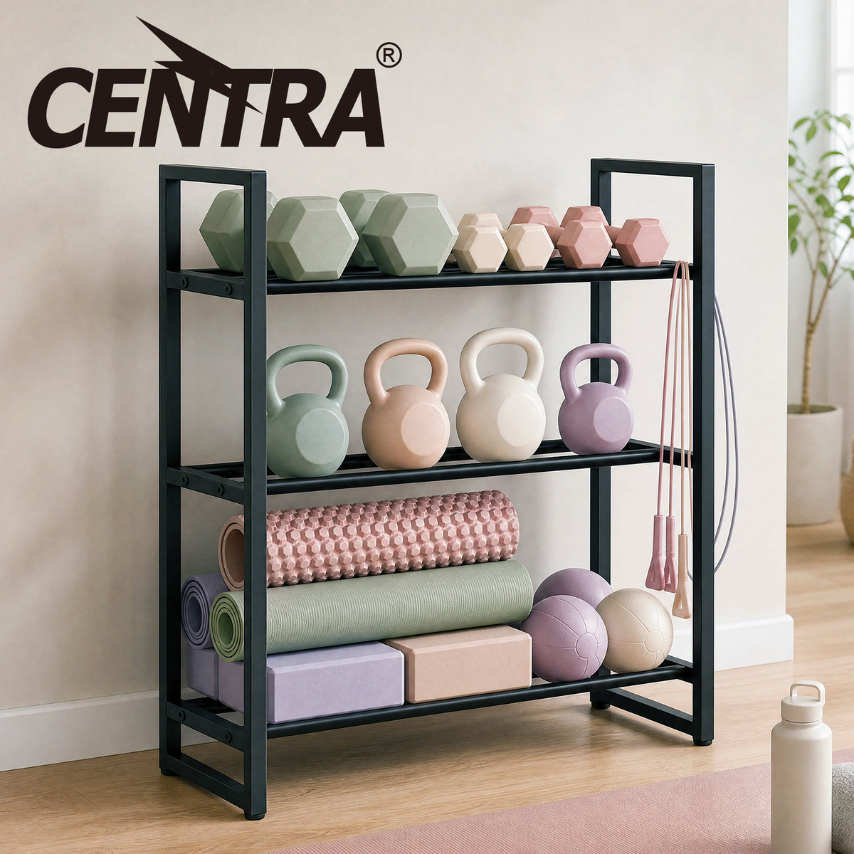 Centra 3 Tier Adjustable Steel Dumbbell Rack 270kg Heavy Duty Weight Storage