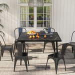 Square Outdoor Dining Table, Marble Effect Top | Black