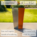 Corten Steel Tall Tapered Square Planter | 90cm | Brown