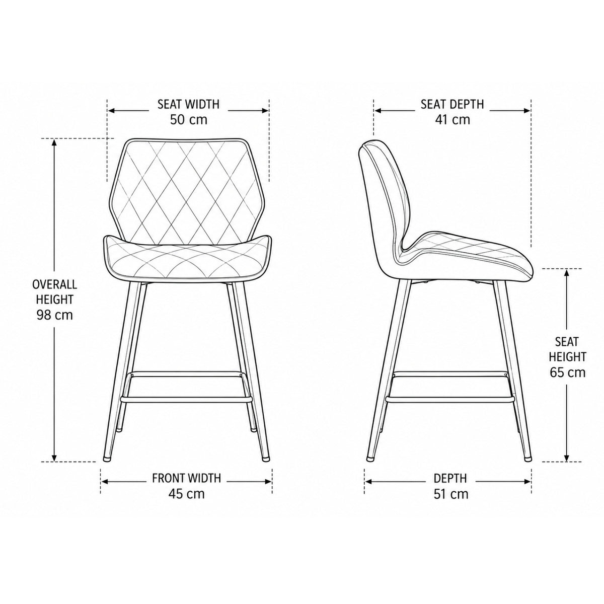 Cayden Comfort Bar Stools - Cream | Set of 2 | Cream