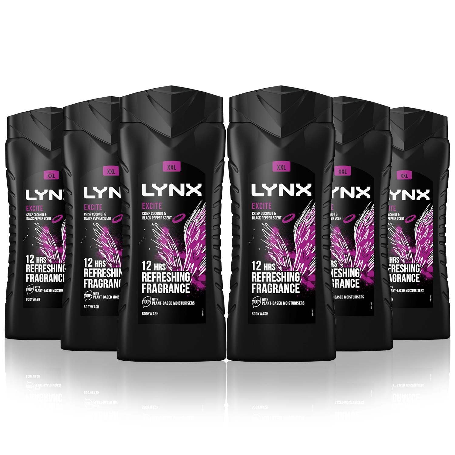 Excite 12h Refreshing Fragrance Shower Gel Bodywash, 6x 500ml