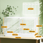 Bird Cage With Divider, 4 Wooden Perches, Slide Out Tray, White | White