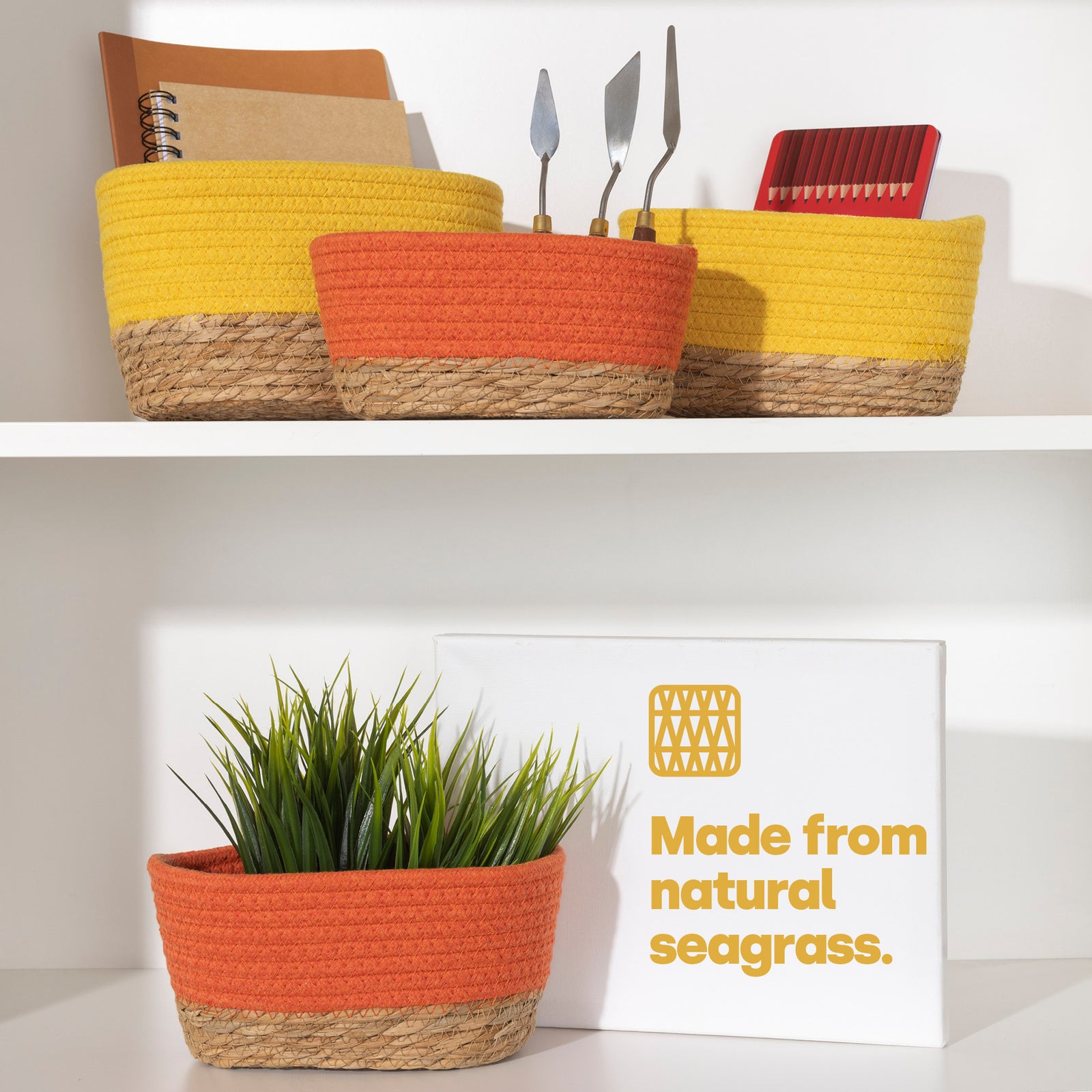 Tulla Seagrass Basket Set - Sunflower