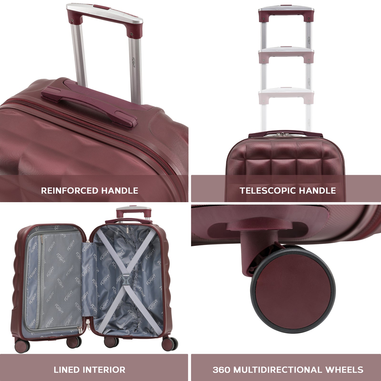 Medium 25" Hard Shell Bubble Design Check-in Suitcase Hold Luggage Bag 20kg+ | Medium | Burgundy